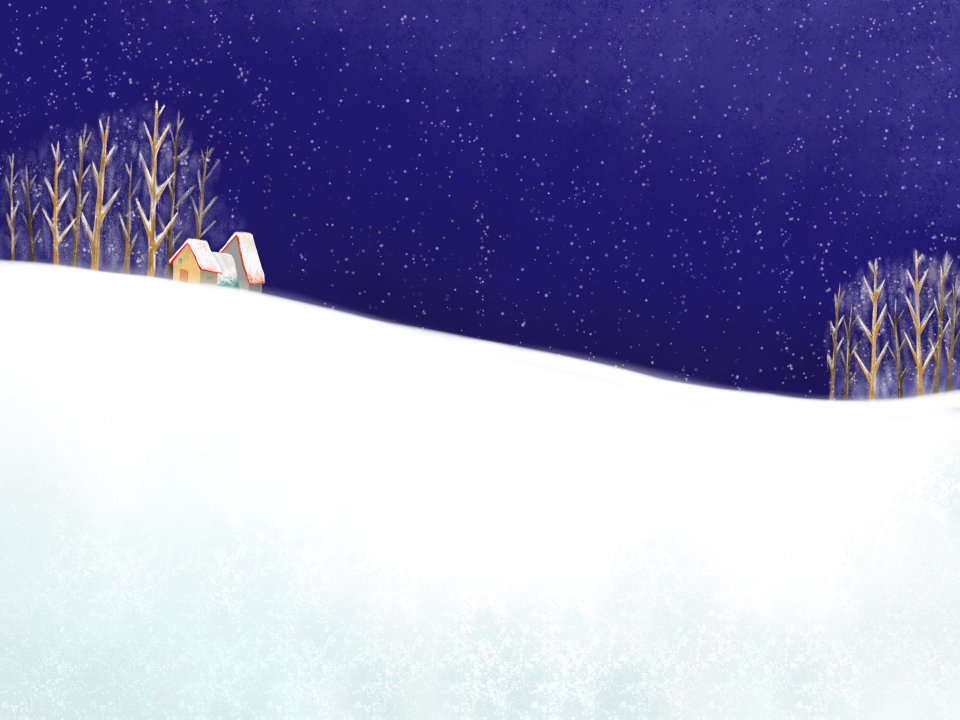 Peaceful Winter Night Cottage Illustration