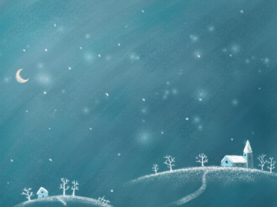 Winter Night Snowy Cabin Illustration