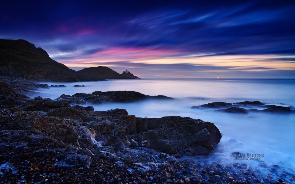 Bracelet Bay Wales Lighthouse Sunset Long Exposure Landscape