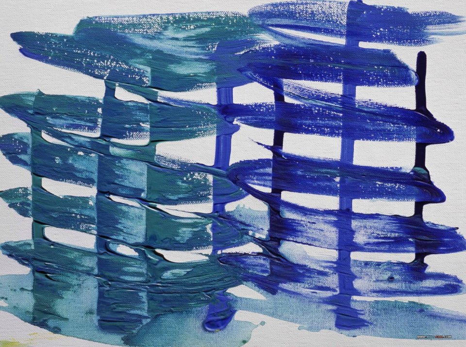 Blue Green Thick Paint Abstract Brush Canvas Texture Background