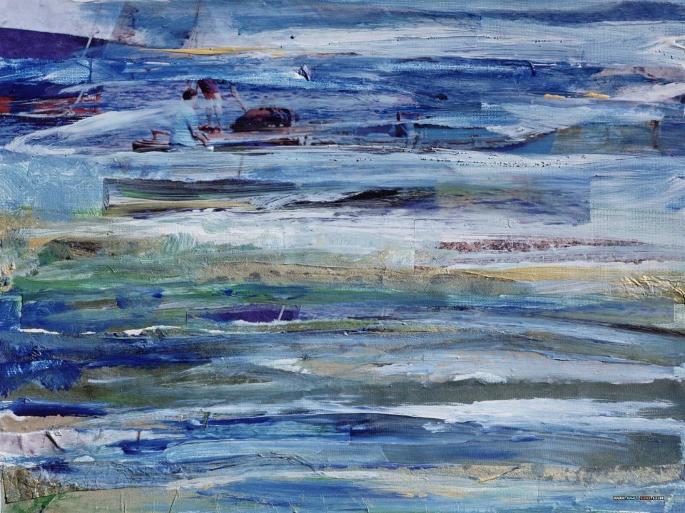 Impressionist Thick Paint Seaside Sailboat Landscape Oil Painting