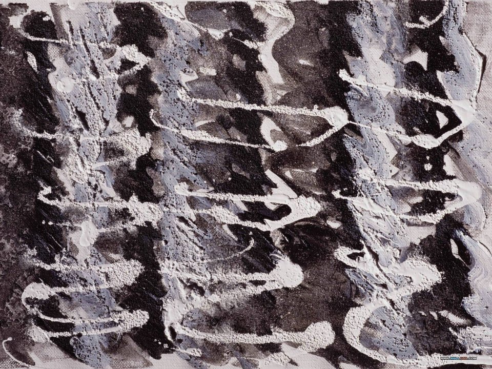 Black White Gray Thick Paint Abstract Canvas Texture Wallpaper