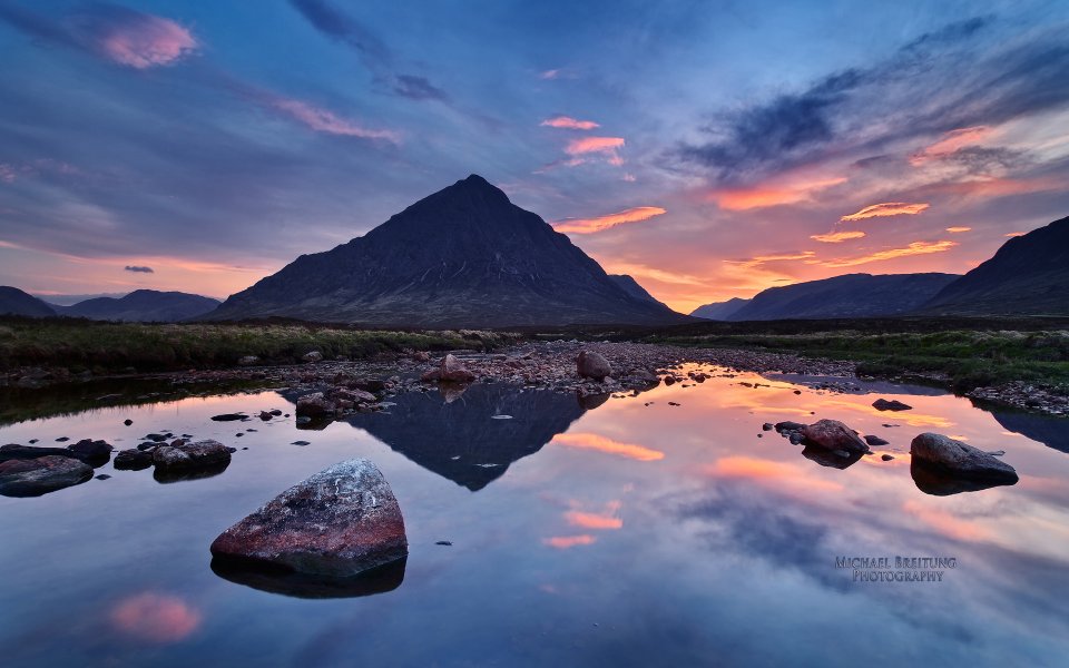 Buachaille Etive Mor Scotland Sunset Stream Landscape