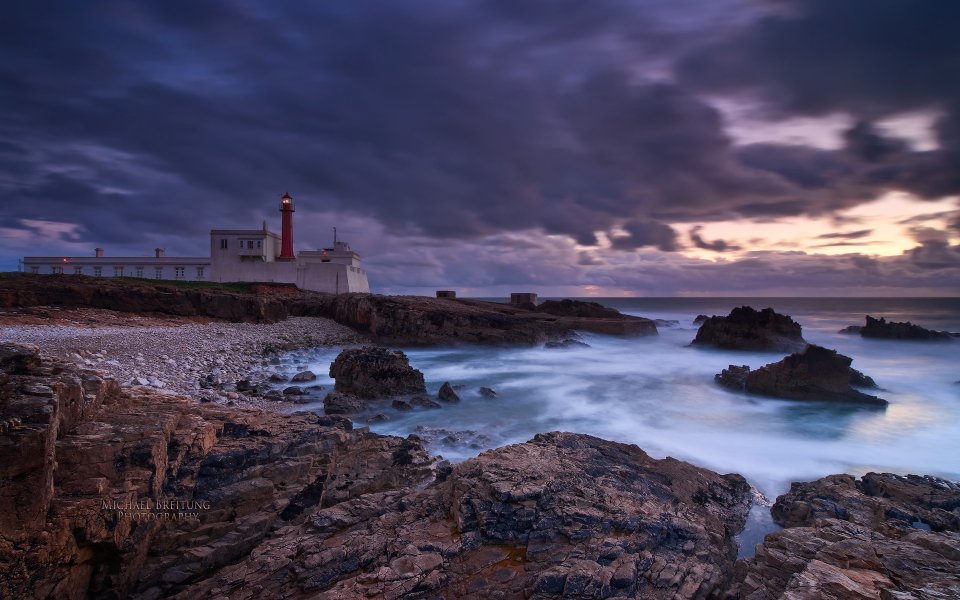Portugal Cabo Raso Lighthouse Dusk Coastal Scenery