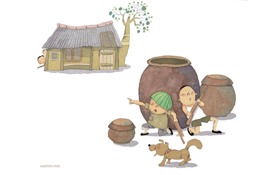 Childhood Series A6 Rural Children Playful Illustration