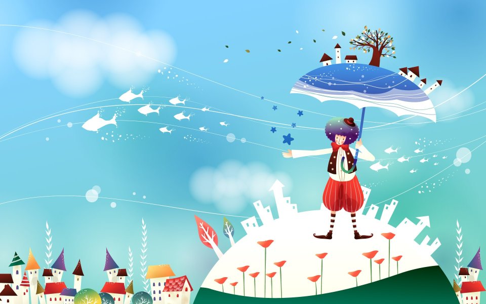 Cartoonland Dreamy Clown Illustration