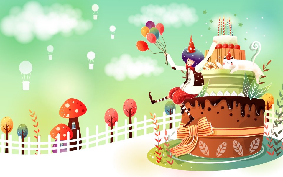 Whimsical Birthday Party Illustration