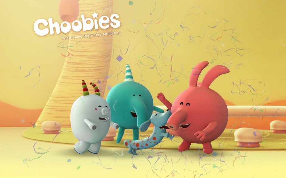 Choobies Cute 3D Cartoon Characters Celebration Scene