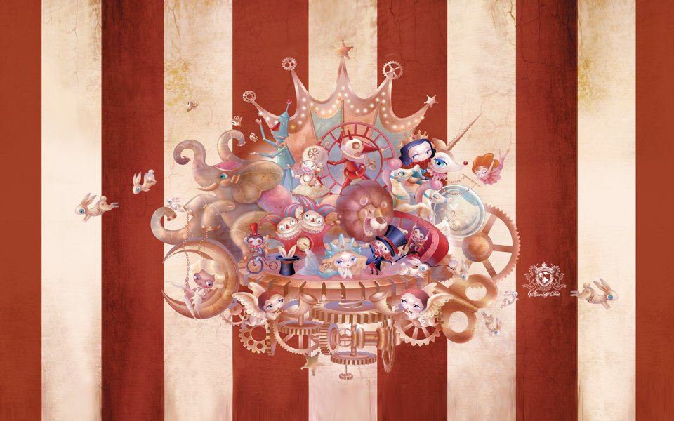 Vintage Steampunk Circus Fantasy Illustration Wallpaper