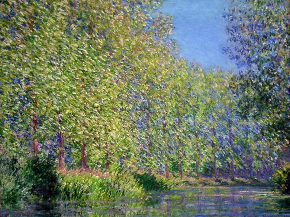 Claude Monet Impressionist Riverside Spring Forest Oil Painting