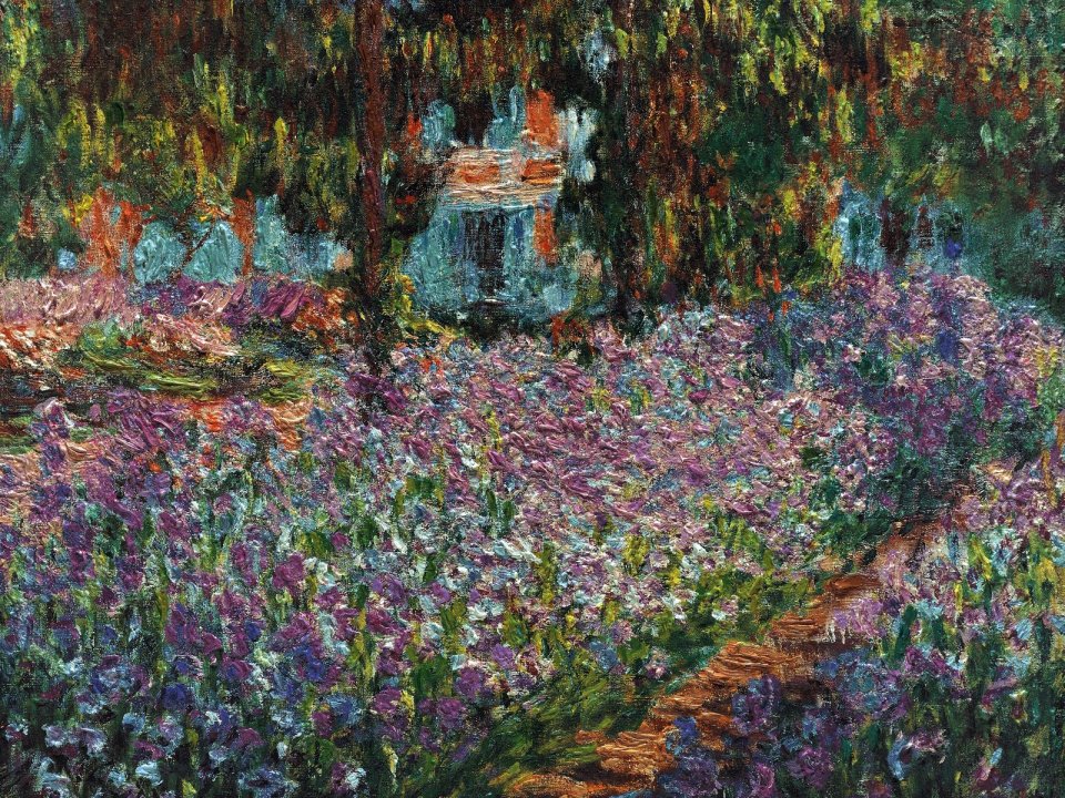 Claude Monet Giverny Iris Garden Impressionist Oil Painting