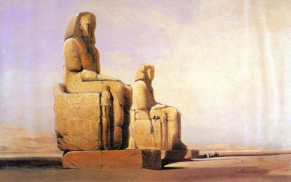 David Roberts Colossal Statues Of Amenhotep III 1838