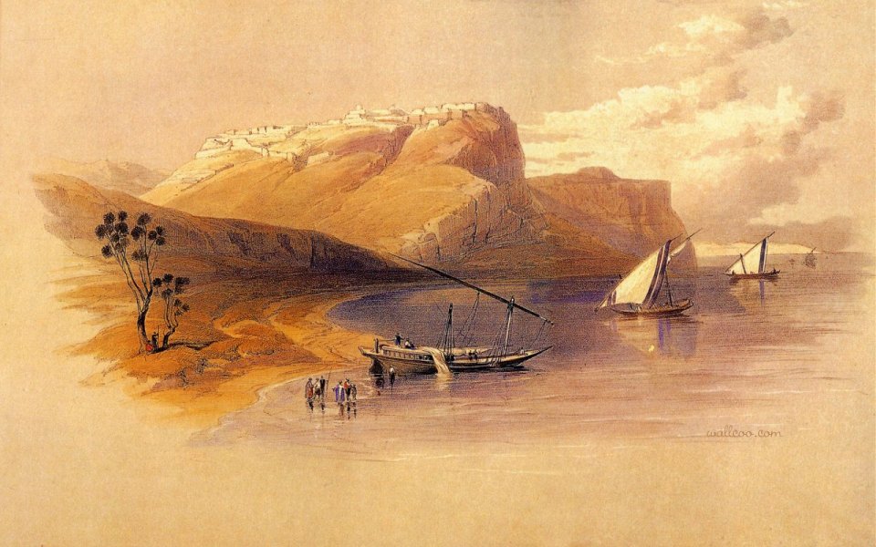David Roberts 1838 Fortress Of Ibrim Nile Watercolor Painting