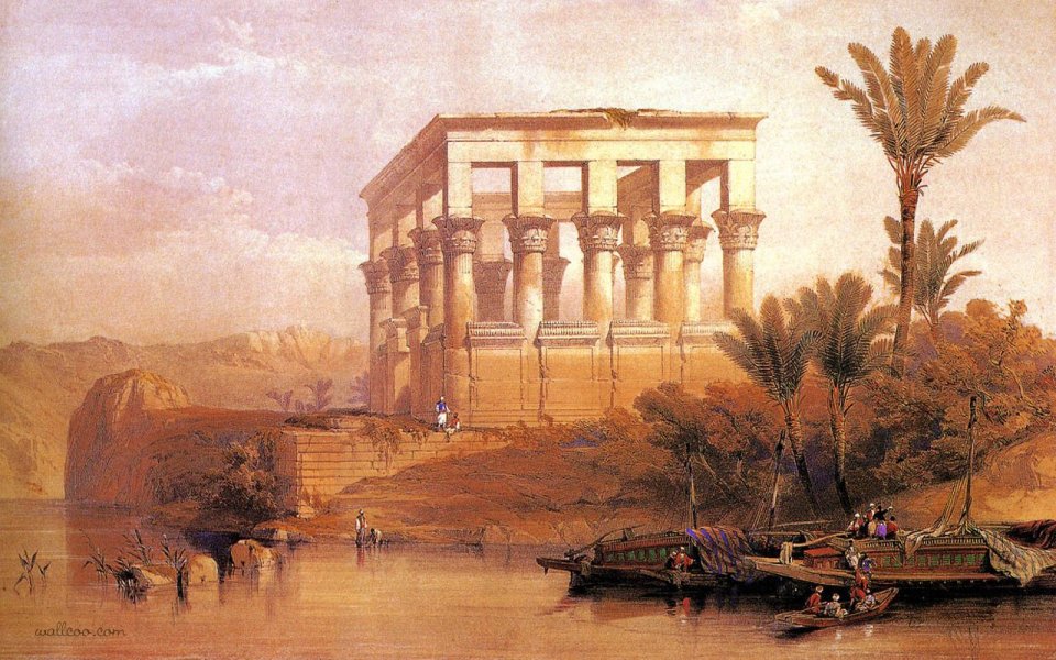 David Roberts 1838 Philae Temple Nile River Landscape