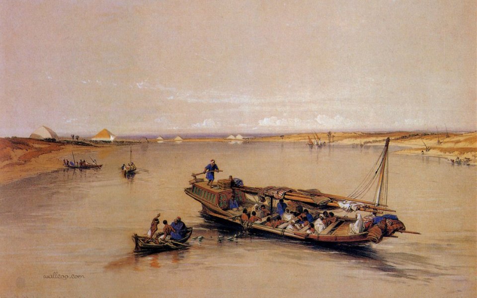 David Roberts 1838 Nile View Of Dashur And Saqqara Pyramids