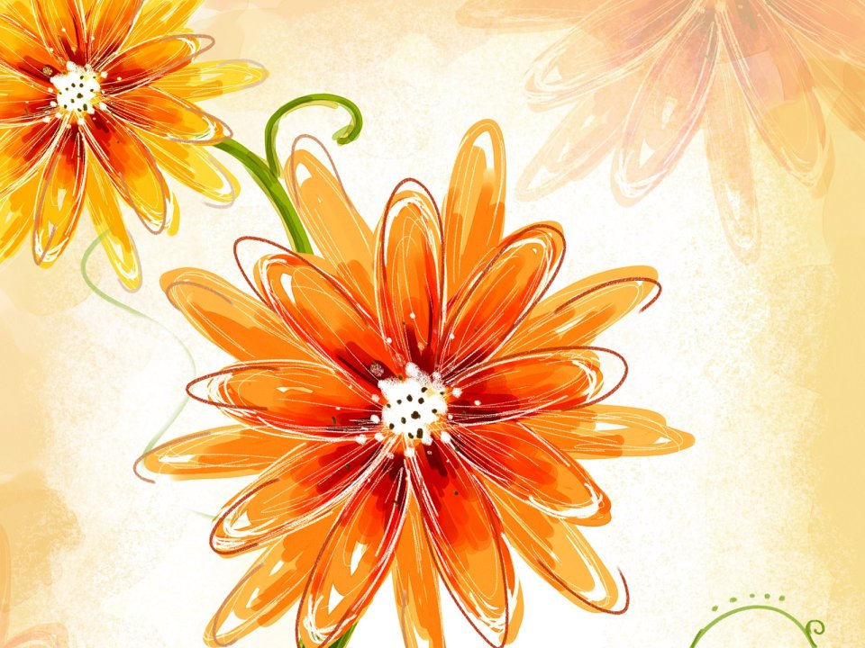 Orange Floral Artistic Illustration