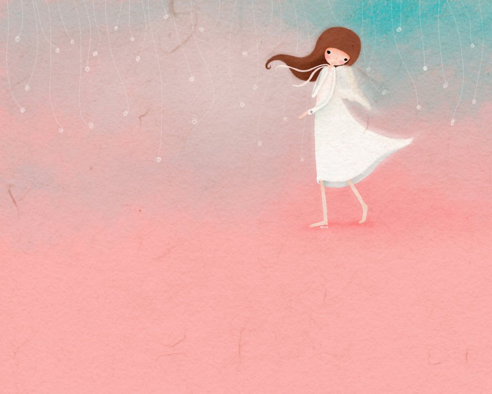Dreamy Healing Angel Girl Illustration