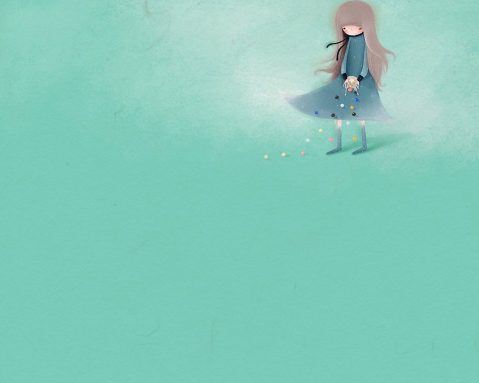梦幻女孩与彩色珠子插画