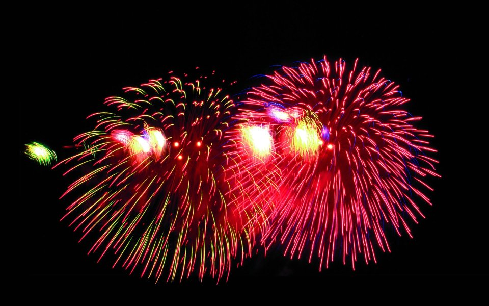 Vibrant Festival Fireworks Display On Dark Night Sky