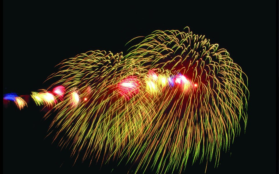 Colorful Gorgeous Festival Fireworks Show On Night Sky