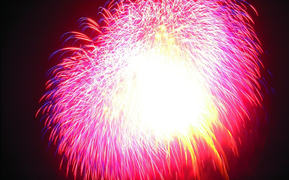 节日夜空绽放的绚烂彩色烟花