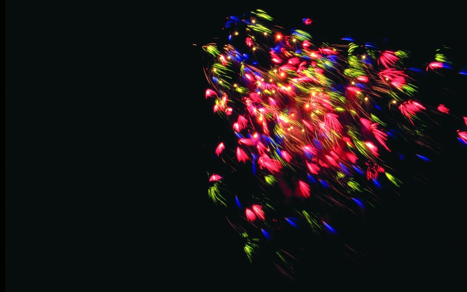 Colorful Festival Fireworks Bursting In Dark Night Sky