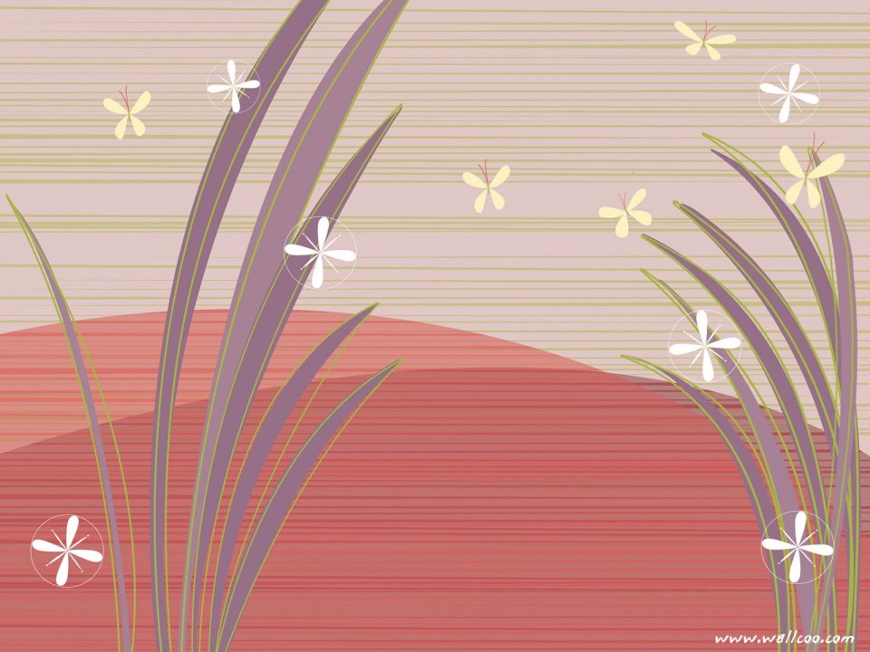 Abstract Butterflies And Tall Grass Illustration