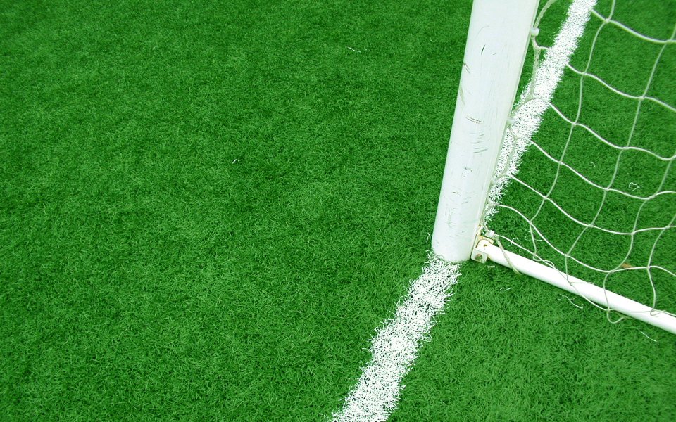 Soccer Field Goal Corner Artificial Turf Closeup