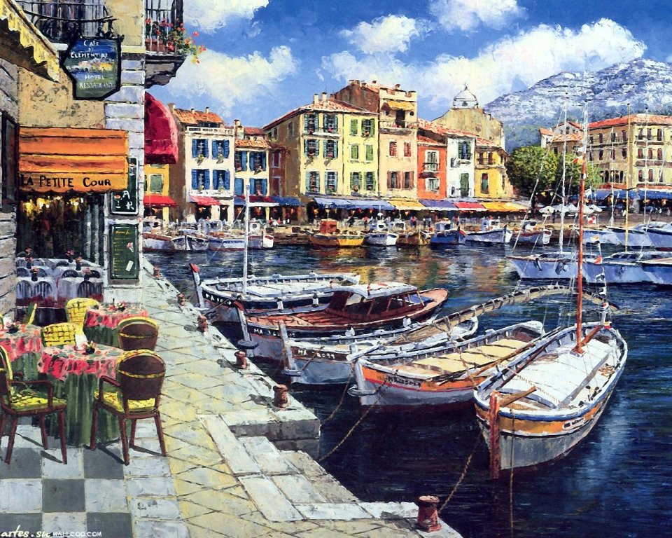 Honfleur Harbor France Landscape Impressionist Oil Painting