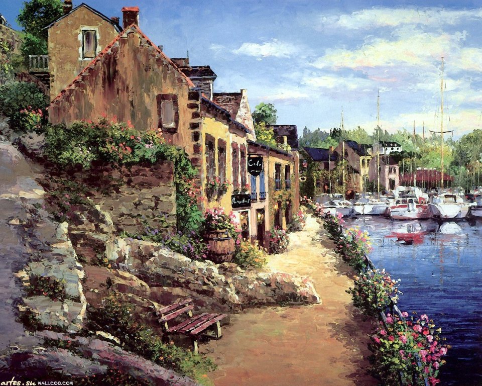 Harbor Of Pont Aven Landscape Oil Painting