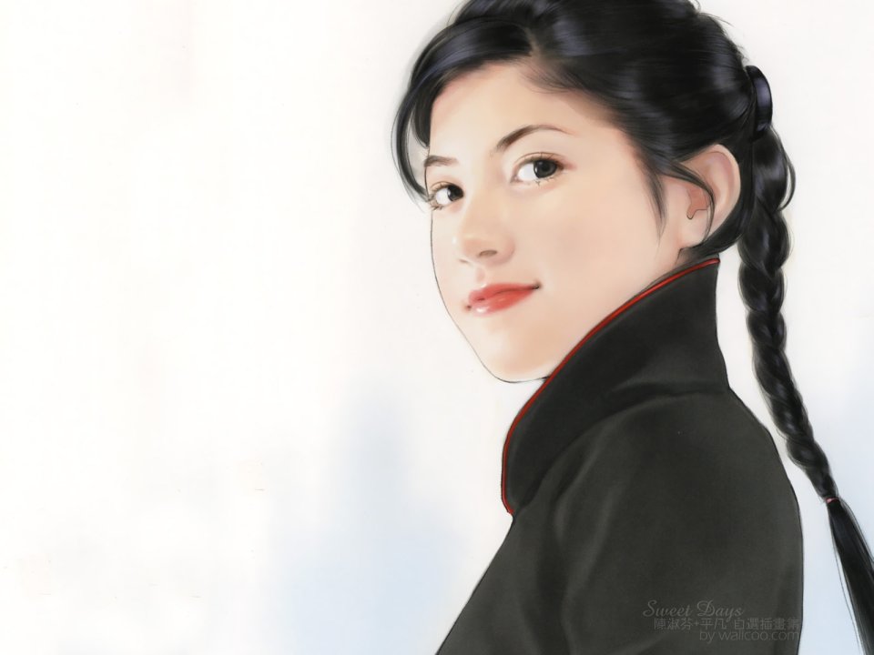 陈淑芬 民国风麻花辫少女肖像插画
