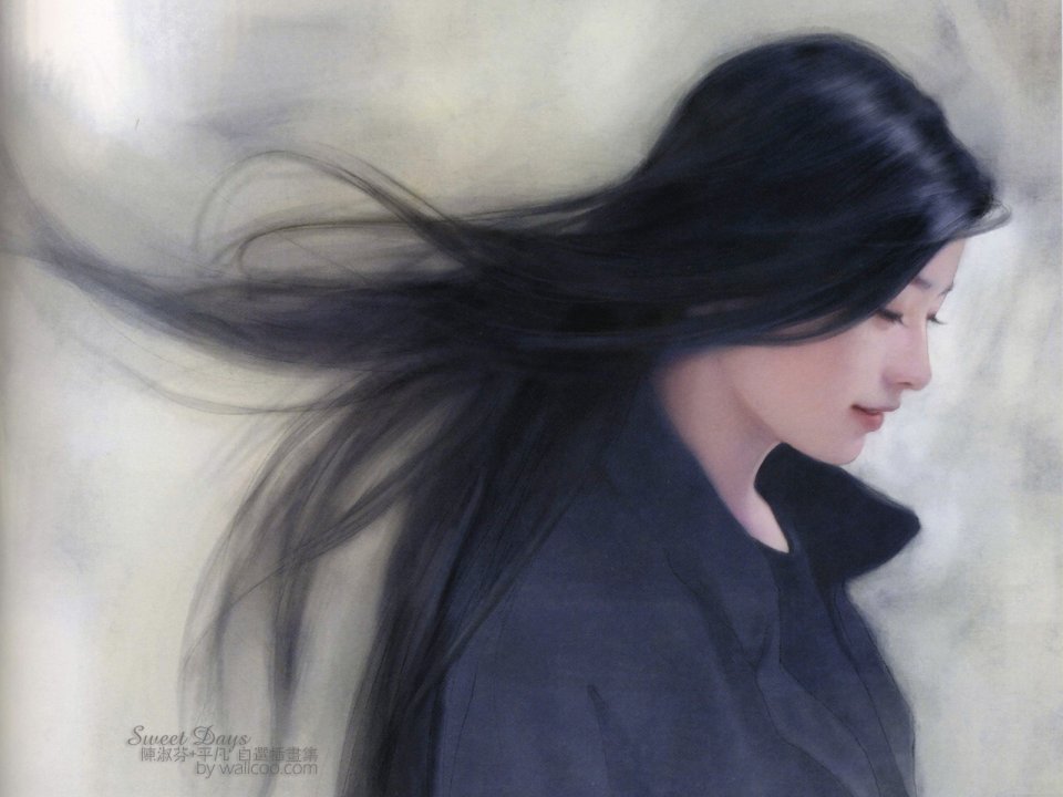 陈淑芬 Sweet Days系列 风中长发东方女性人像插画