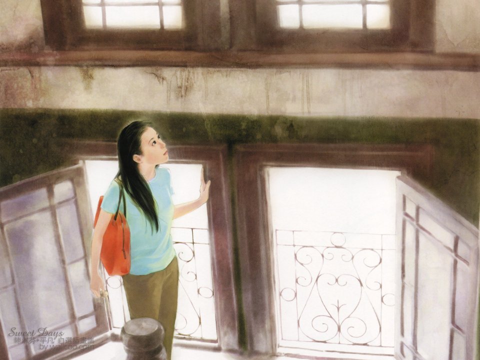 陈淑芬 甜蜜时光系列 楼道少女插画