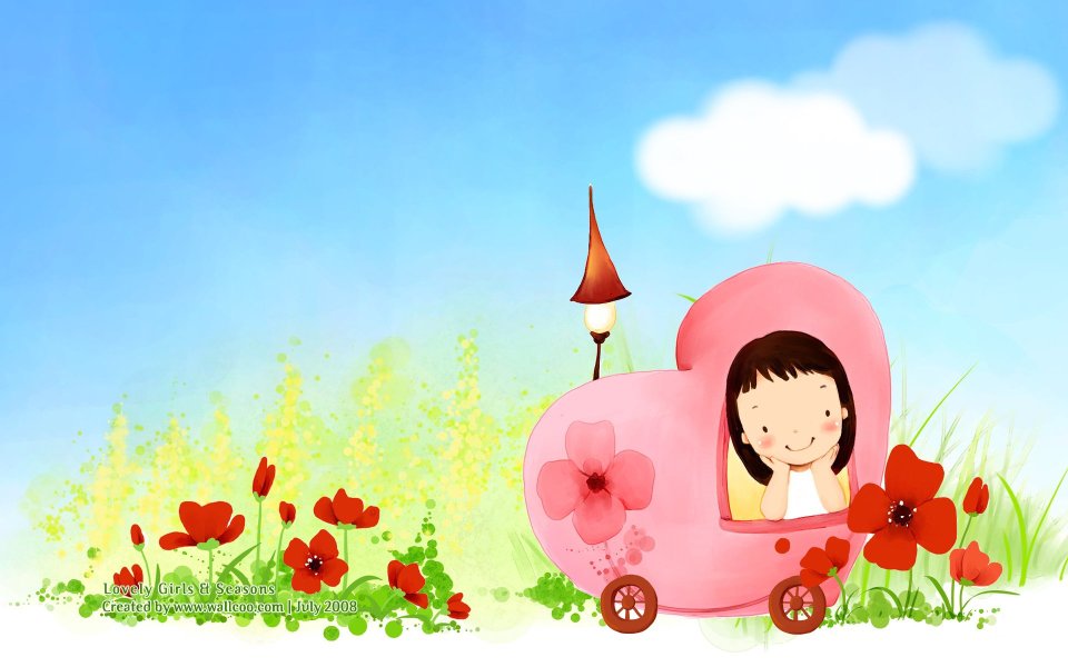 韩国儿童插画 – 可爱小女孩