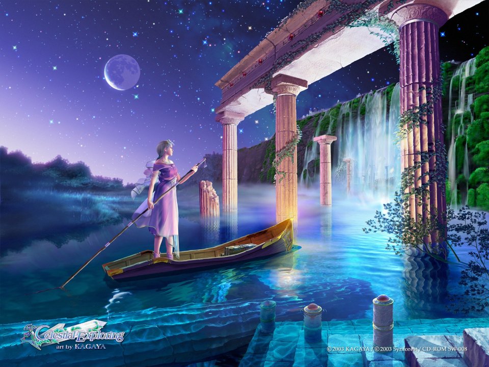 KAGAYA Celestial Exploring Fantasy Star Boat Girl Illustration
