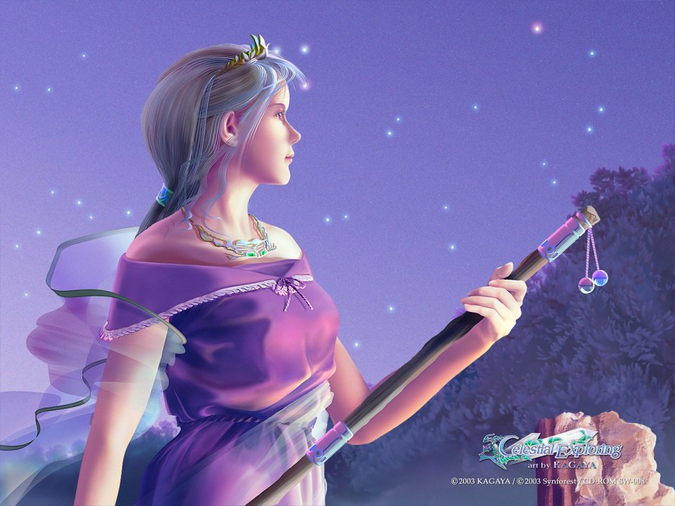 Kagaya Celestial Exploring Purple Dress Girl Illustration