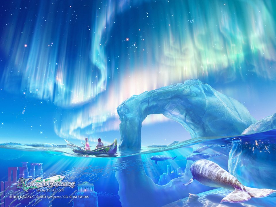 Kagaya Celestial Exploring Aurora Arctic Ice Sea Art