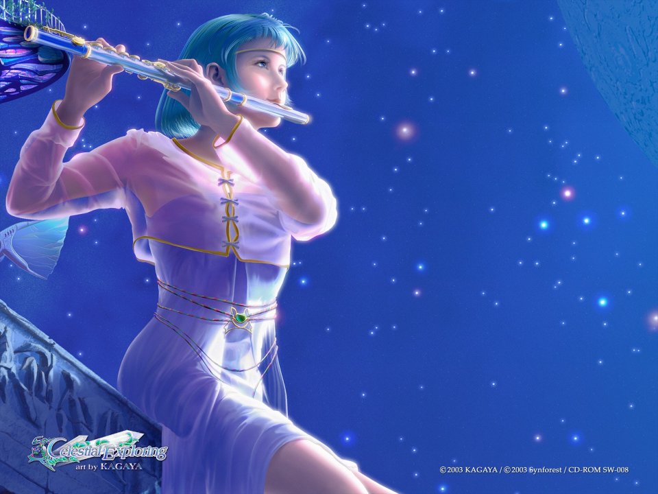 KAGAYA Celestial Exploring Flute Girl Under Starry Sky