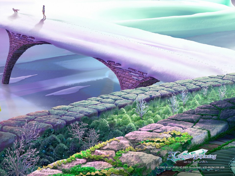 KAGAYA Celestial Exploring Snow Stone Bridge Fantasy Art