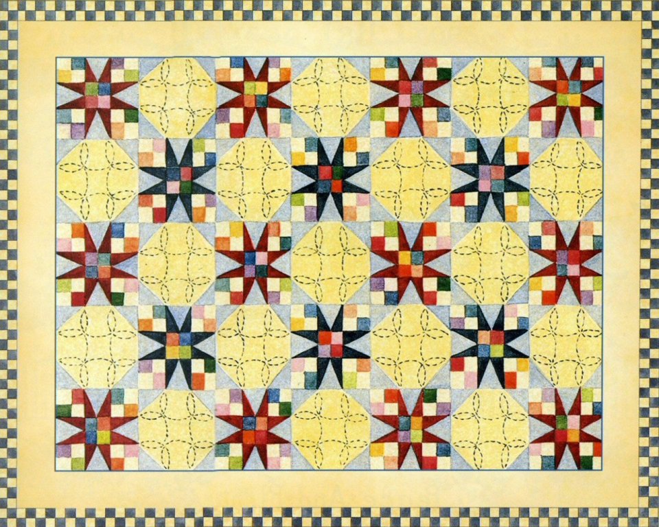 American Country Eight Pointed Star Quilt Decor Pattern