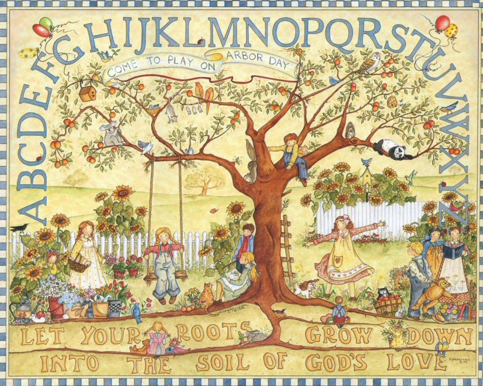 Ellen Stouffer Arbor Day Children Alphabet Country Illustration