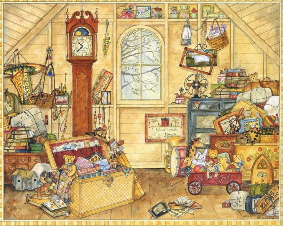 Ellen Stouffer 美式复古阁楼怀旧杂物水彩插画