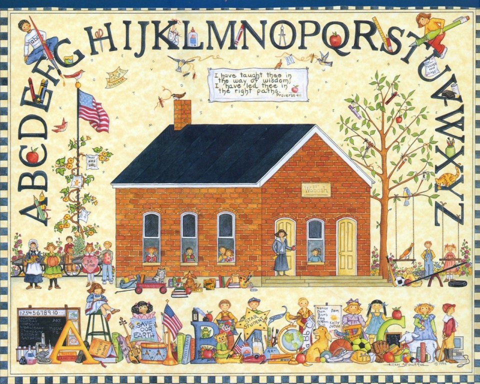 Ellen Stouffer Retro American School Alphabet Illustration