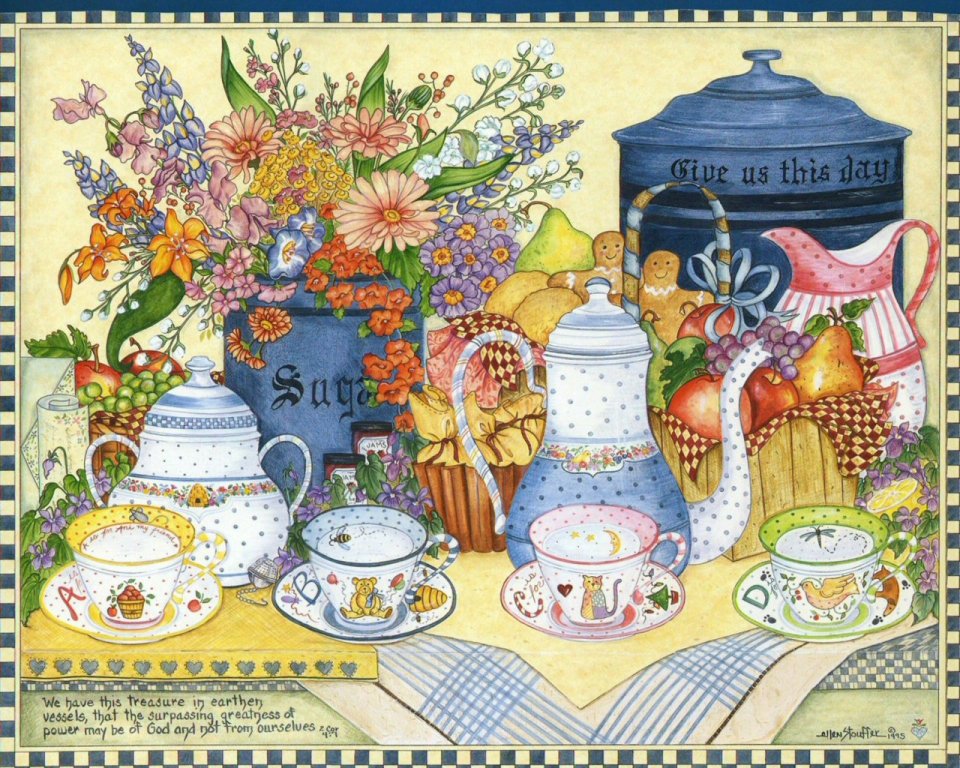 Ellen Stouffer: Country Sampler of Simple Blessings Art Wallpapers