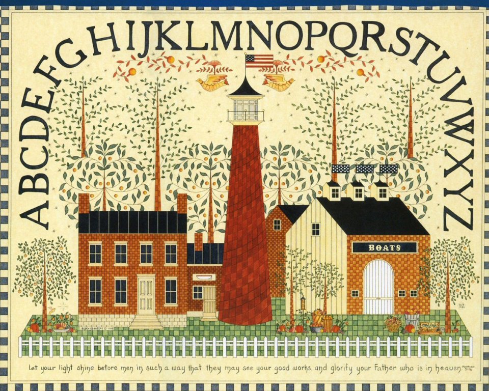 Ellen Stouffer American Folk Lighthouse Alphabet Illustration