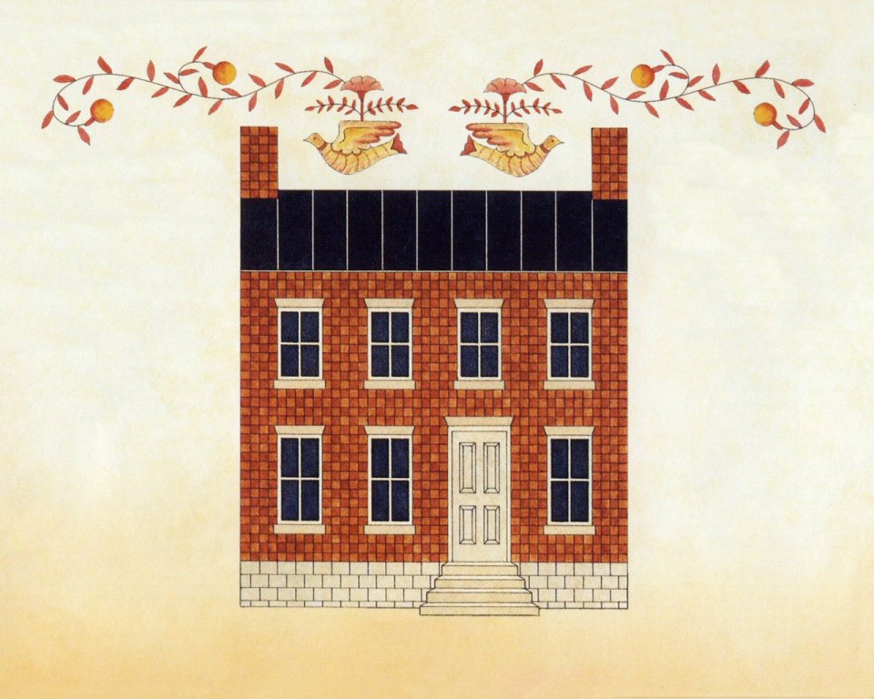 Ellen Stouffer 美式乡村红砖住宅民俗装饰插画