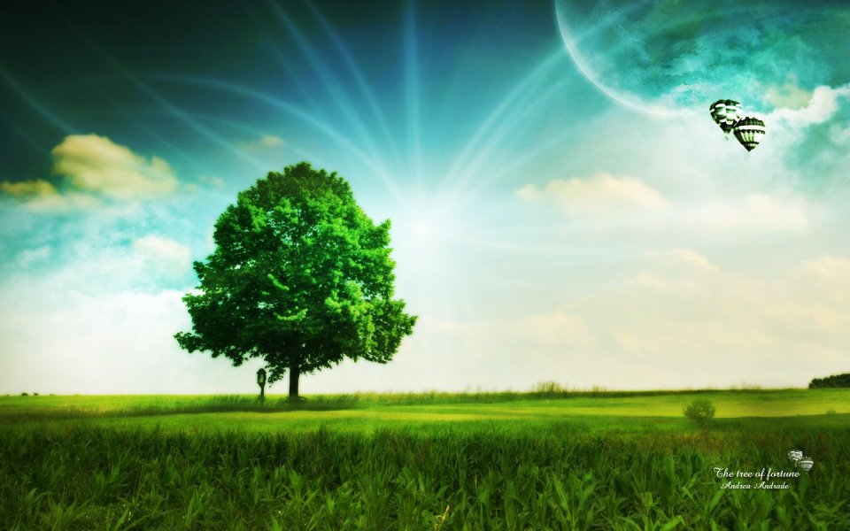 幸运之树 超现实梦幻草原风景