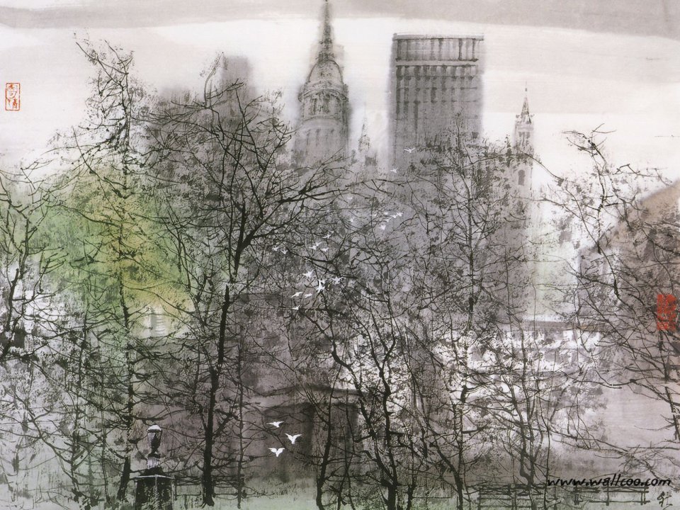 Liu Maoshan Ink Painting European City Scenery
