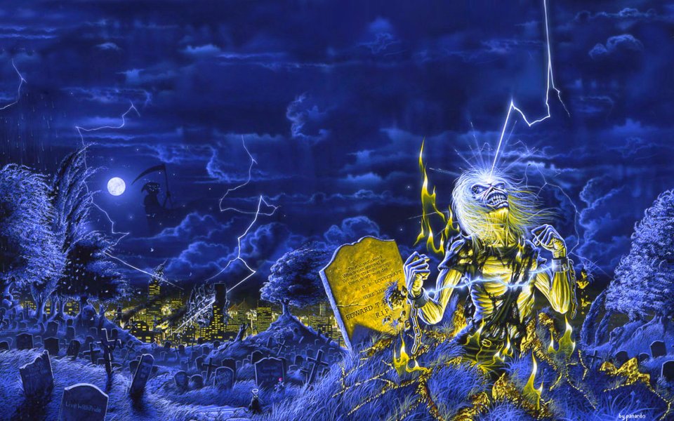 Iron Maiden Live After Death Album Artwork Graveyard Eddie