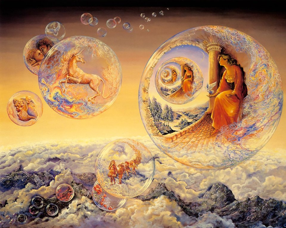 Josephine Wall Bubbles Of Freedom Fantasy Painting
